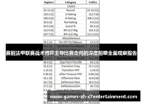 赛前法甲联赛战术博弈主导比赛走向的深度前瞻全面观察报告